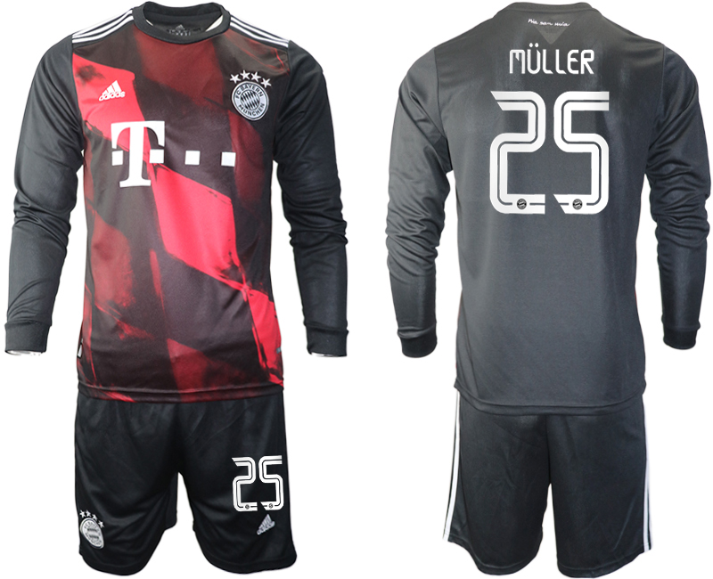 2020-21 Bayern Munich away 25# MULLER black long sleeve soccer jerseys