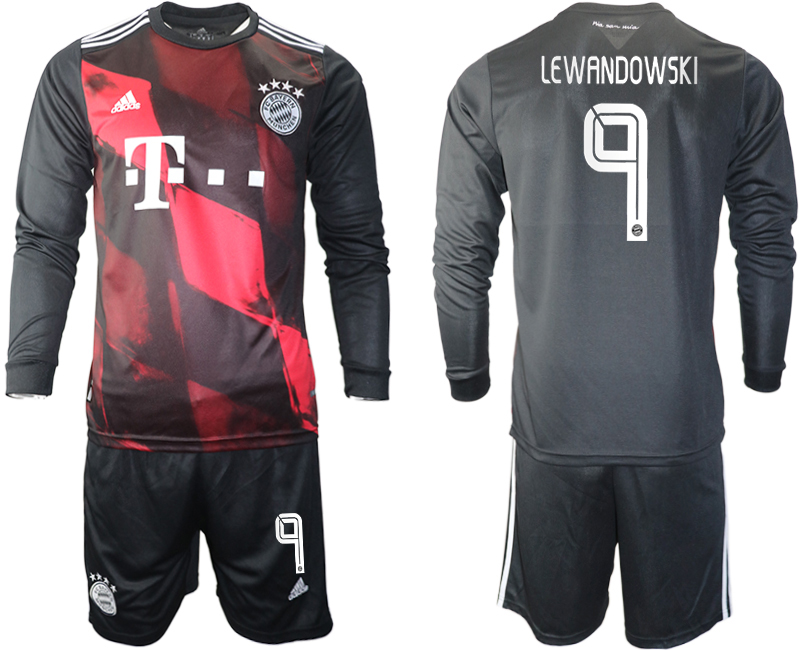 2020-21 Bayern Munich away 9# LEWANDOWSKI black long sleeve soccer jerseys