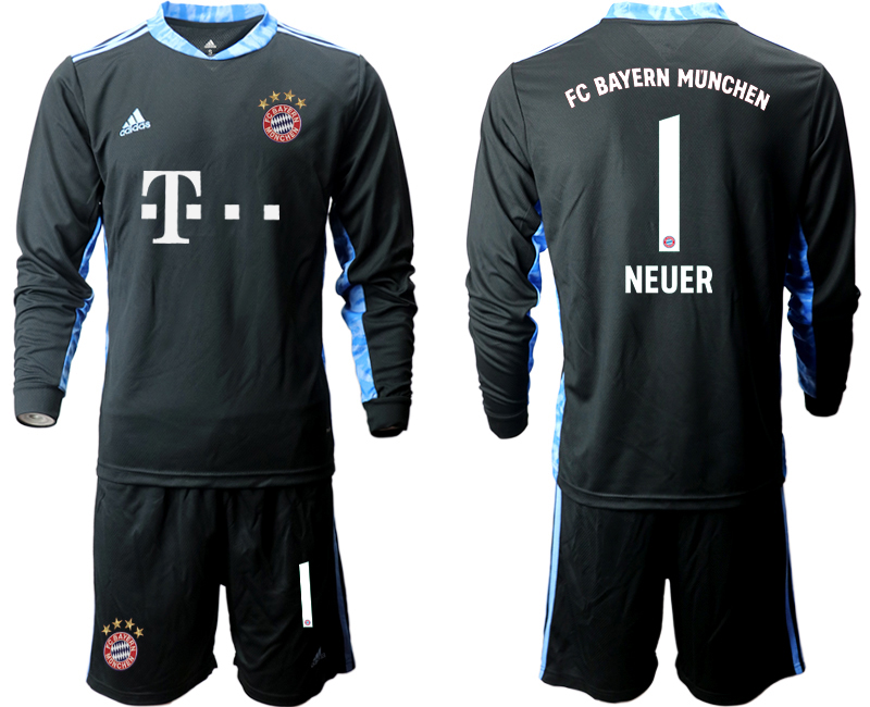 2020-21 Bayern Munich black goalkeeper 1# NEUER long sleeve soccer jerseys