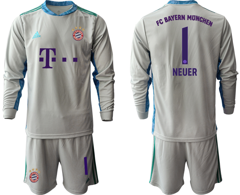 2020-21 Bayern Munich gray goalkeeper 1# NEUER long sleeve soccer jerseys