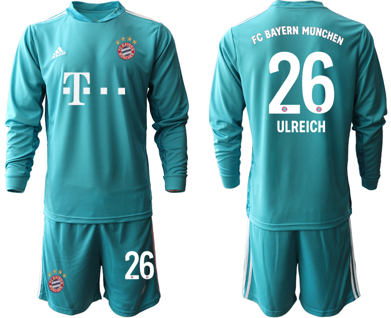 2020-21 Bayern Munich lake blue goalkeeper 26# ULREICH long sleeve soccer jerseys