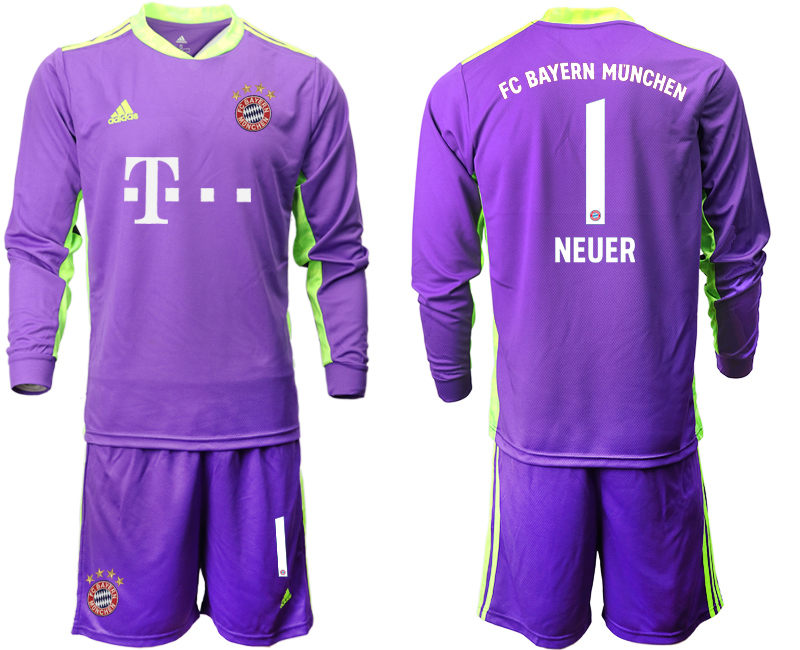 2020-21 Bayern Munich purple goalkeeper 1# NEUER long sleeve soccer jerseys