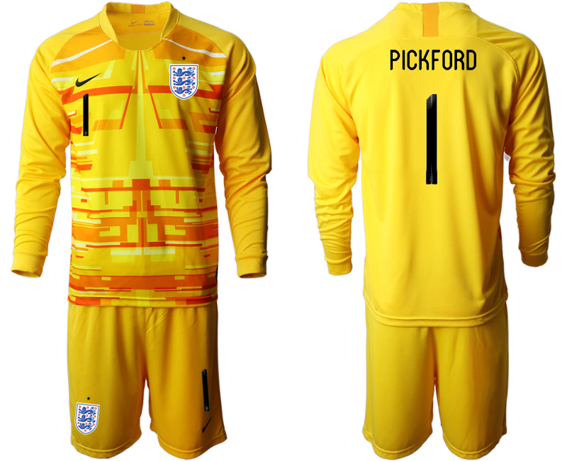 2020-21 England yellow goalkeeper 1# PICKFORD long sleeve soccer jerseys