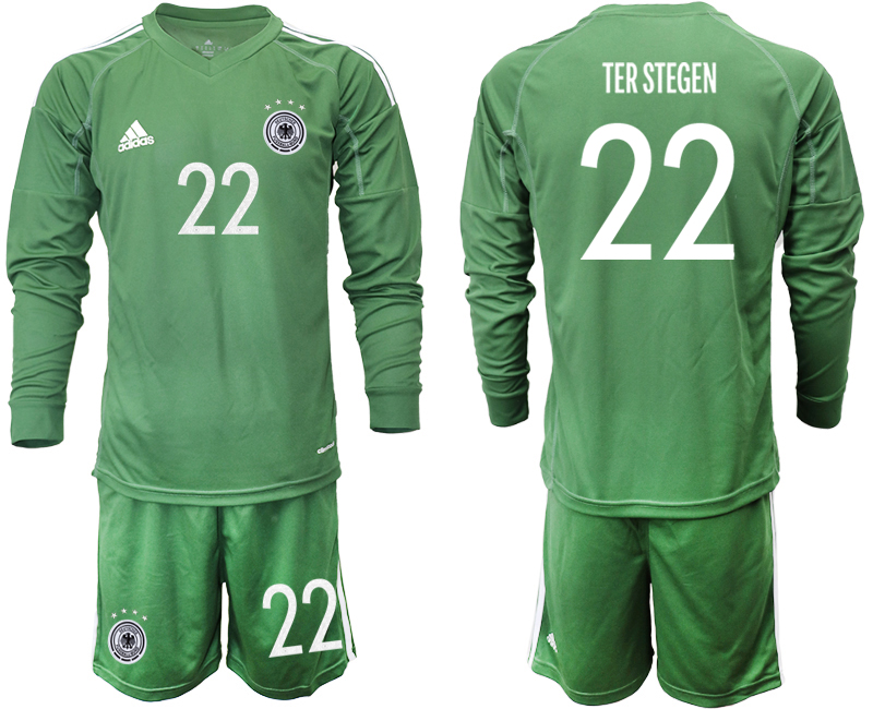 2020-21 Germany army green goalkeeper 22# TER STEGEN long sleeve soccer jerseys