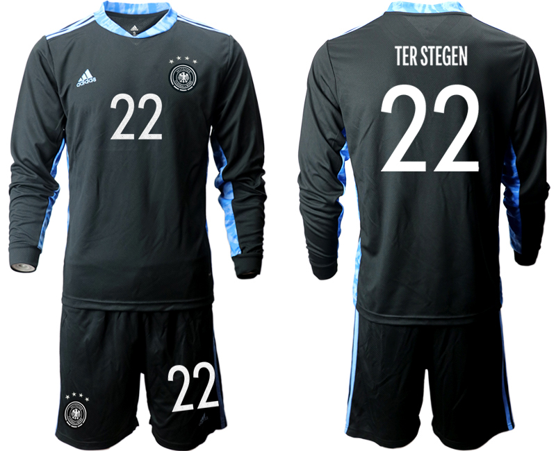 2020-21 Germany black goalkeeper 22# TER STEGEN long sleeve soccer jerseys