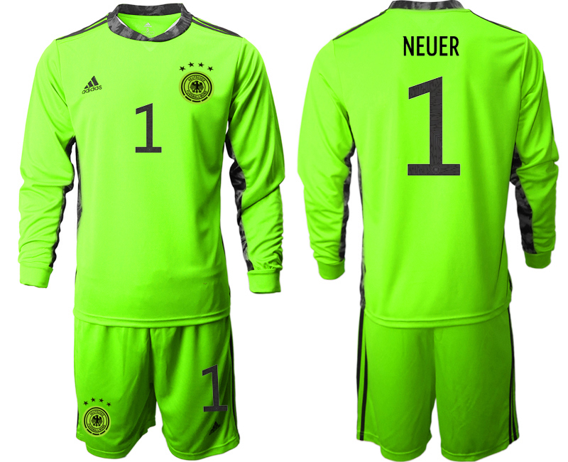 2020-21 Germany fluorescent green goalkeeper 1# NEUER long sleeve soccer jerseys