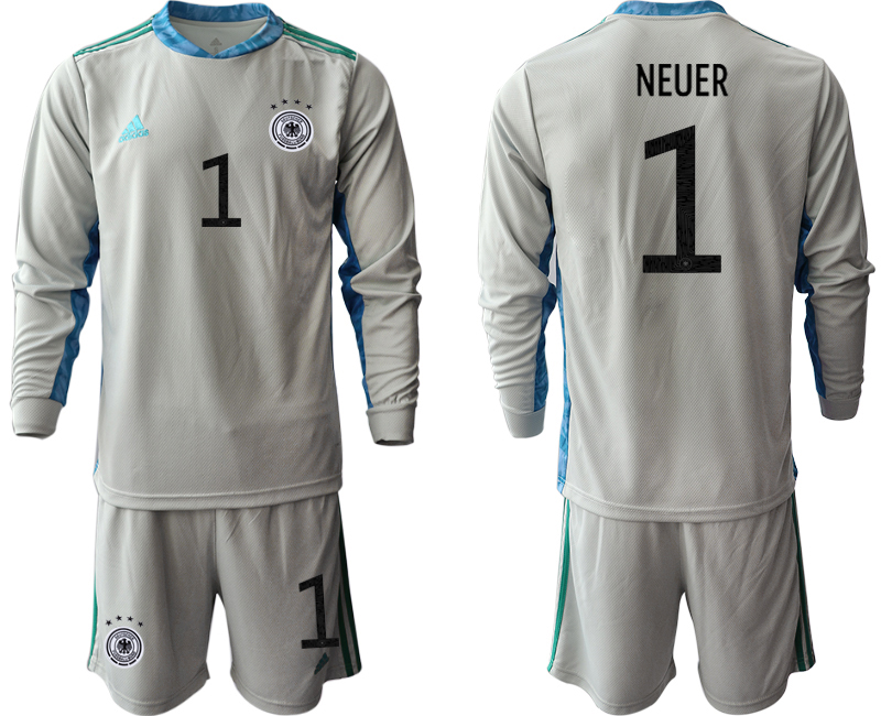 2020-21 Germany gray goalkeeper 1# NEUER long sleeve soccer jerseys