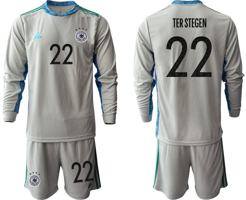 2020-21 Germany gray goalkeeper 22# TER STEGEN long sleeve soccer jerseys