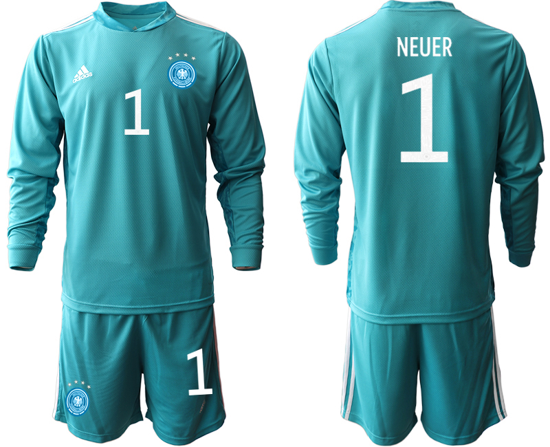 2020-21 Germany lake blue goalkeeper 1# NEUER long sleeve soccer jerseys
