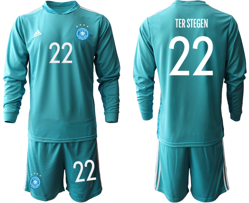 2020-21 Germany lake blue goalkeeper 22# TER STEGEN long sleeve soccer jerseys