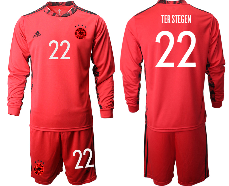 2020-21 Germany red goalkeeper 22# TER STEGEN long sleeve soccer jerseys