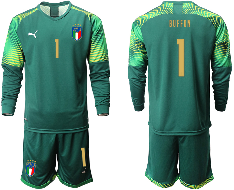 2020-21 Italy Dark green goalkeeper 1# BUFFON long sleeve soccer jerseys