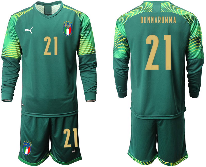 2020-21 Italy Dark green goalkeeper 21# DONNARUMMA long sleeve soccer jerseys