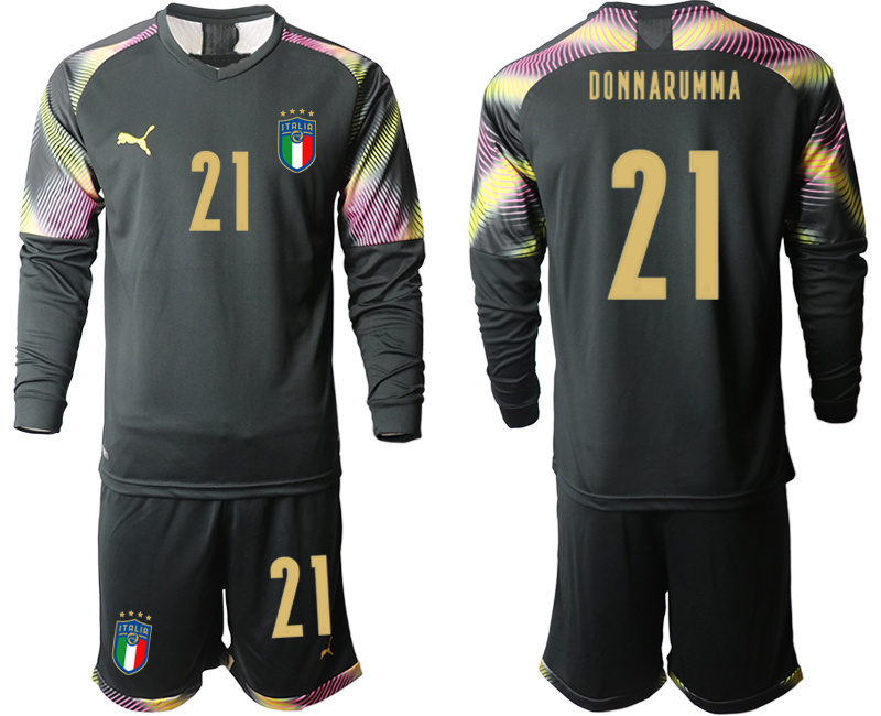 2020-21 Italy black goalkeeper 21# DONNARUMMA long sleeve soccer jerseys
