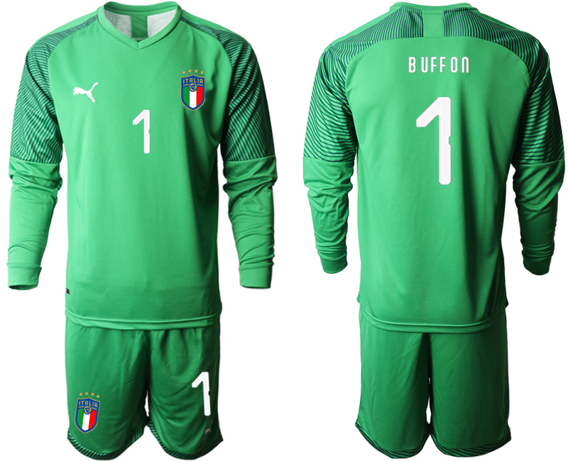 2020-21 Italy green goalkeeper 1# BUFFON long sleeve soccer jerseys.