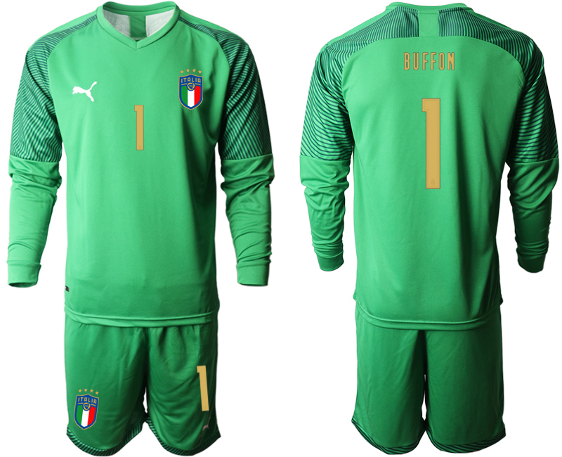 2020-21 Italy green goalkeeper 1# BUFFON long sleeve soccer jerseys