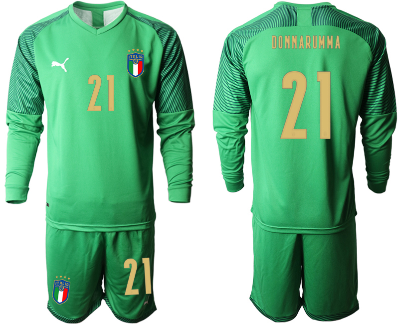 2020-21 Italy green goalkeeper 21# DONNARUMMA long sleeve soccer jerseys