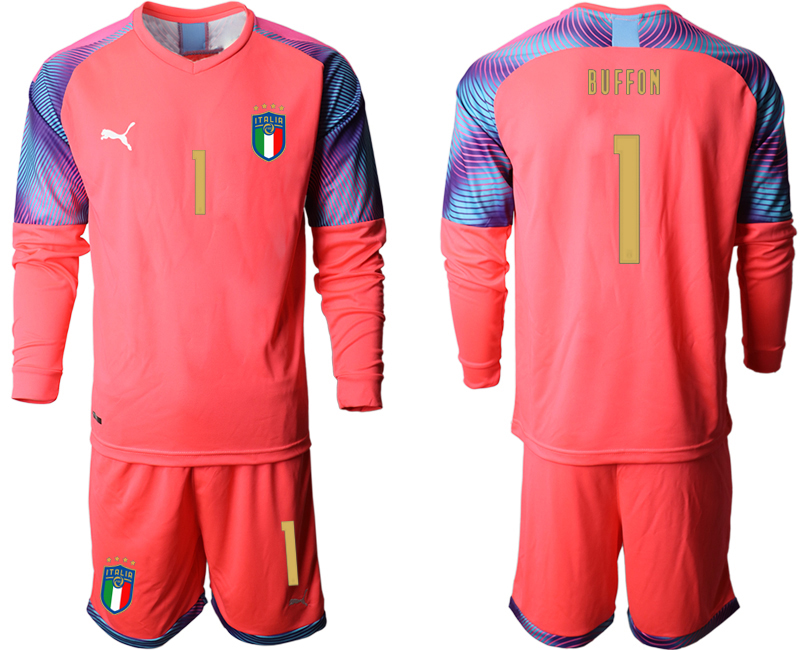 2020-21 Italy pink goalkeeper 1# BUFFON long sleeve soccer jerseys