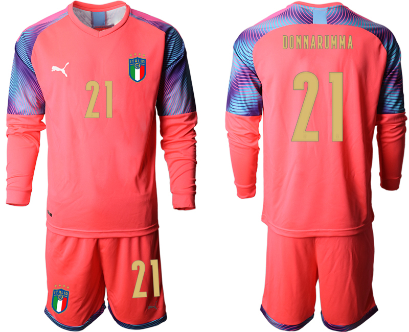 2020-21 Italy pink goalkeeper 21# DONNARUMMA long sleeve soccer jerseys