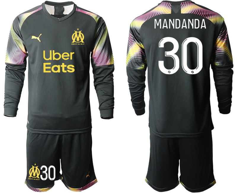 2020-21 Marseilles black goalkeeper 30# MANDANDA long sleeve soccer jerseys