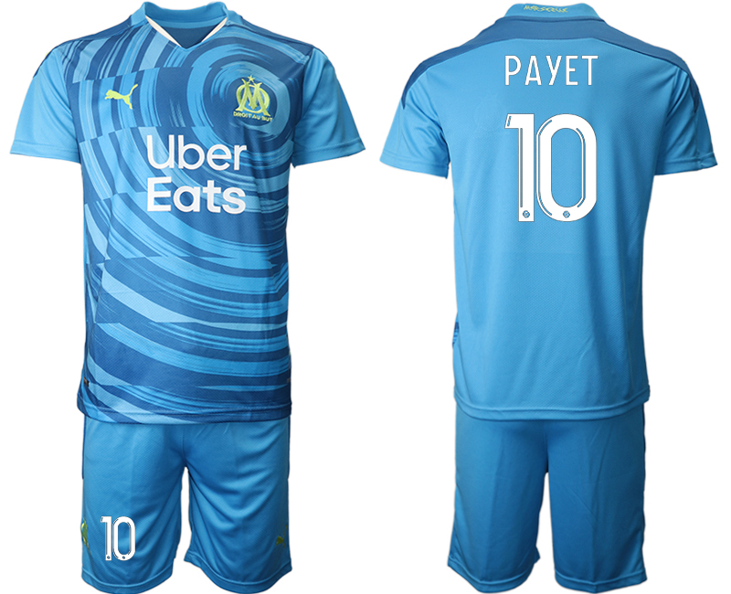 2020-21 Olympique De Marseille away 10# PAYET blue soccer jerseys