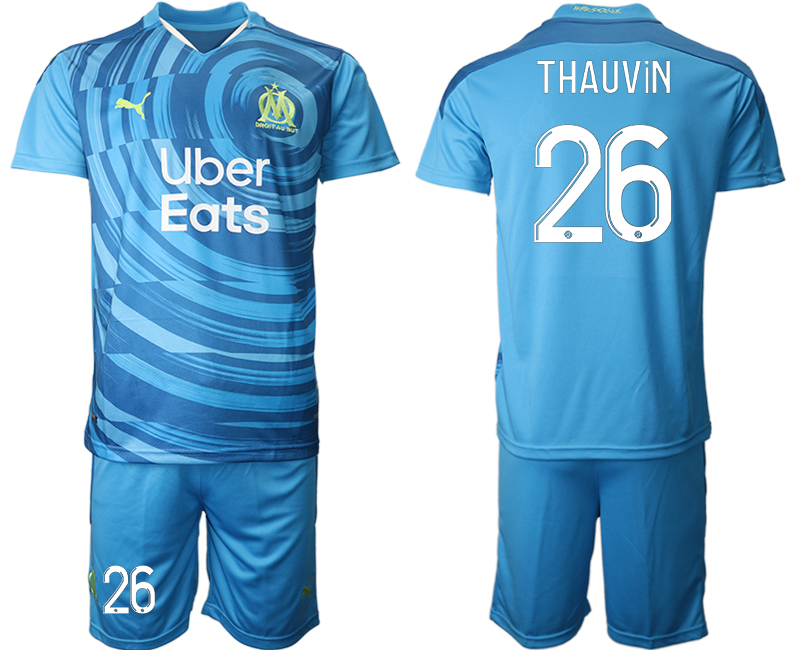 2020-21 Olympique De Marseille away 26# THAUVIN blue soccer jerseys
