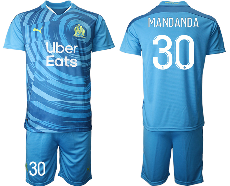 2020-21 Olympique De Marseille away 30# MANDANDA blue soccer jerseys
