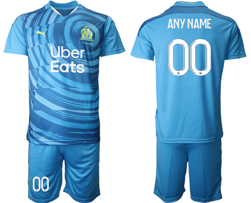 2020-21 Olympique De Marseille away any name blue custom soccer jerseys