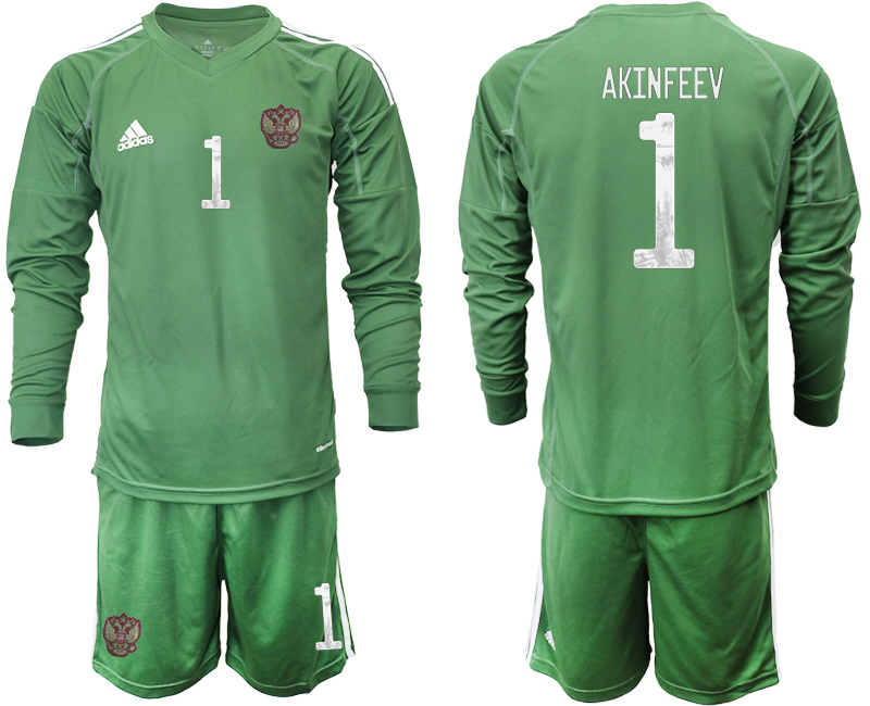 2020-21 Russia army green goalkeeper 1# AKINFEEV long sleeve soccer jerseys