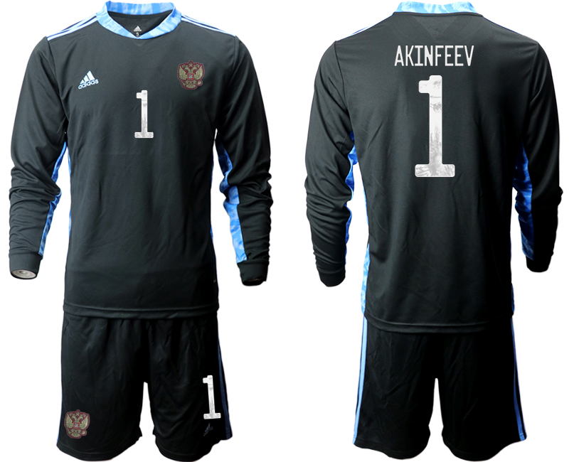 2020-21 Russia black goalkeeper 1# AKINFEEV long sleeve soccer jerseys