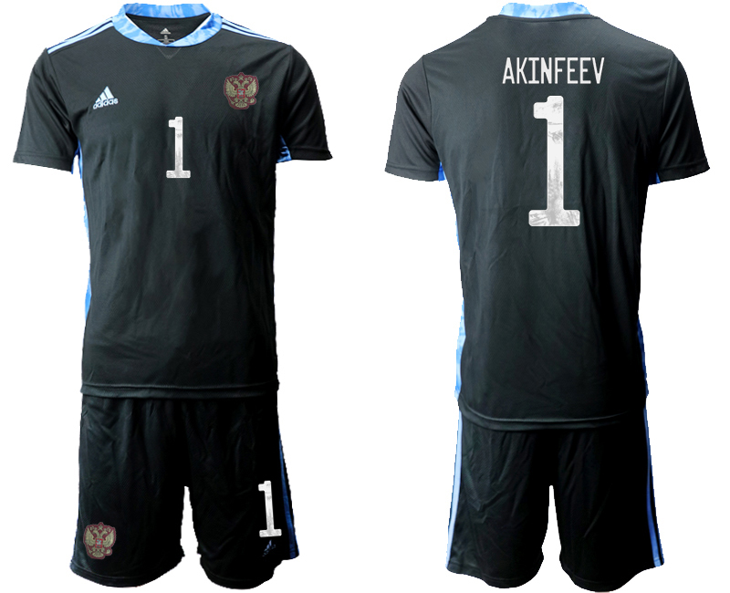 2020-21 Russia black goalkeeper 1# AKINFEEV soccer jerseys.