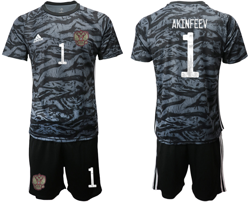 2020-21 Russia black goalkeeper 1# AKINFEEV soccer jerseys