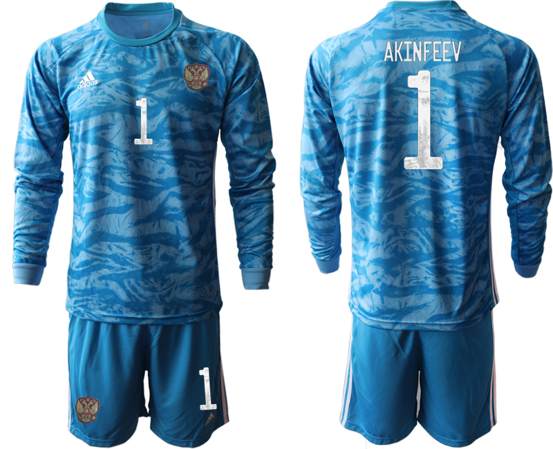 2020-21 Russia blue goalkeeper 1# AKINFEEV long sleeve soccer jerseys