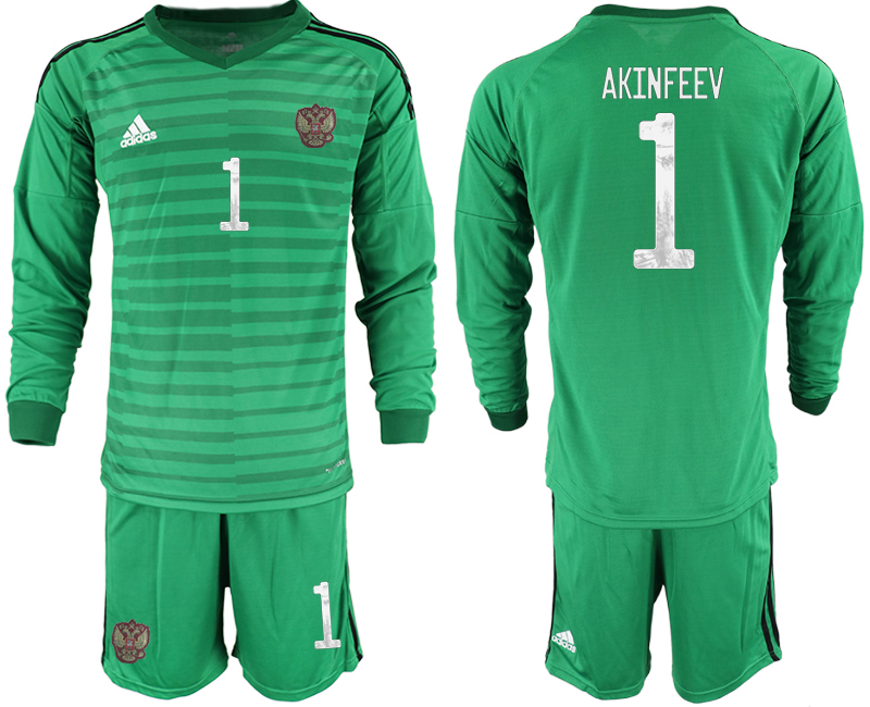 2020-21 Russia green goalkeeper 1# AKINFEEV long sleeve soccer jerseys