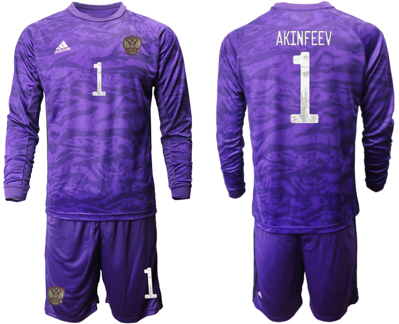 2020-21 Russia purple goalkeeper 1# AKINFEEV long sleeve soccer jerseys