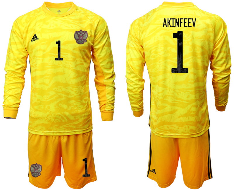 2020-21 Russia yellow goalkeeper 1# AKINFEEV long sleeve soccer jerseys