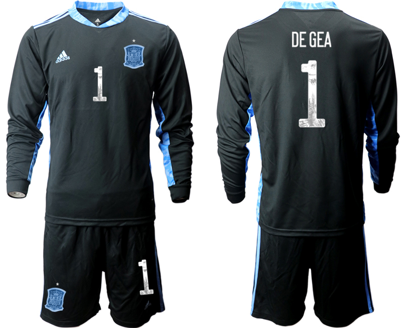 2020-21 Spain black goalkeeper 1# DE GEA long sleeve soccer jerseys