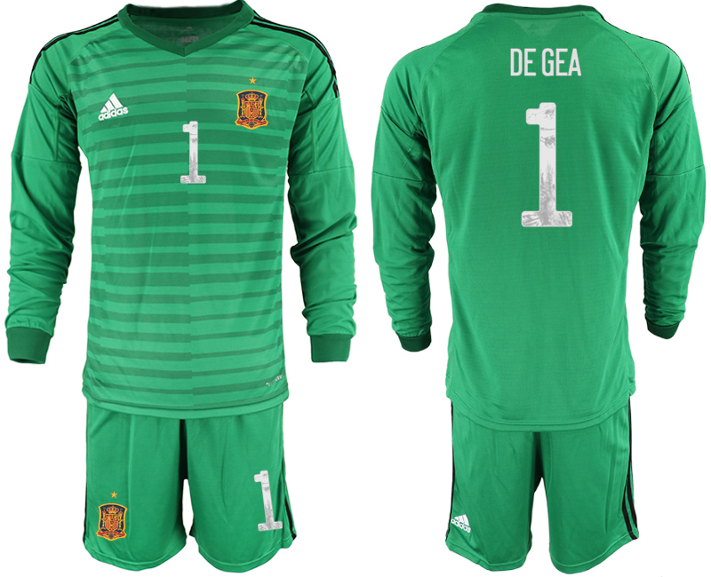 2020-21 Spain green goalkeeper 1# DE GEA long sleeve soccer jerseys