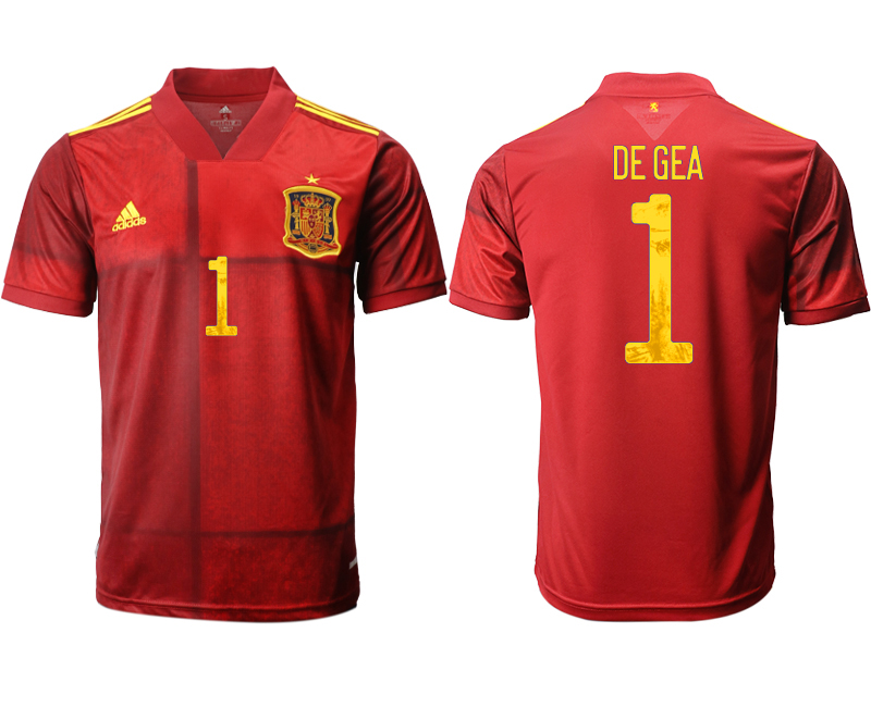 2020-21 Spain home aaa version 1# DE GEA soccer jerseys