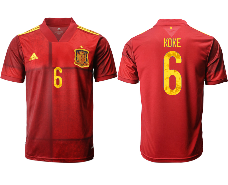 2020-21 Spain home aaa version 6# KOKE soccer jerseys