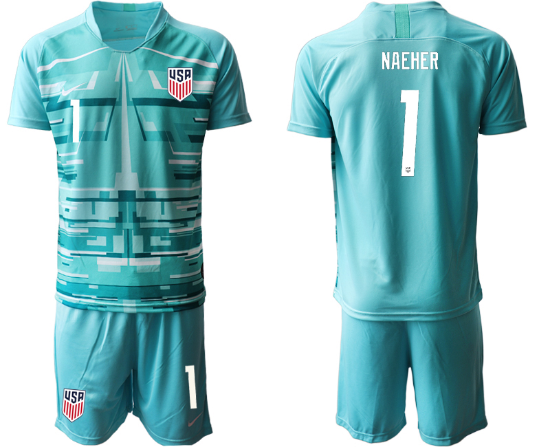 2020-21 United States lake blue goalkeeper 1# NAEHER soccer jerseys