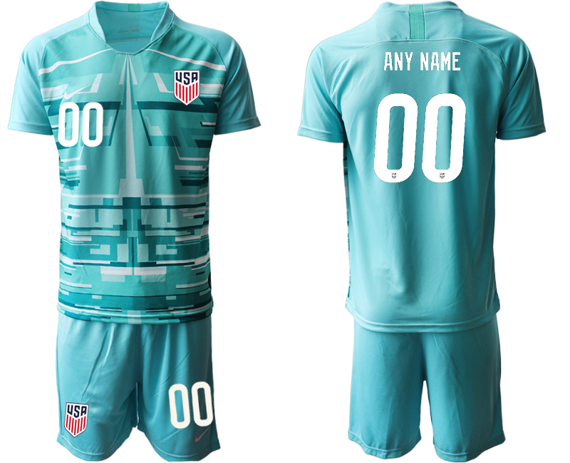 2020-21 United States lake blue goalkeeper any name custom soccer jerseys