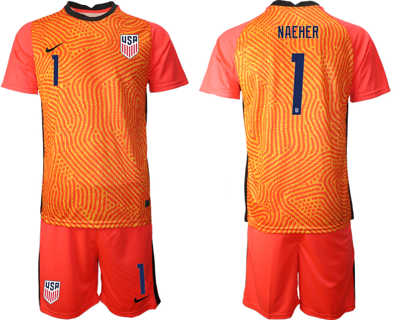2020-21 United States red goalkeeper 1# NAEHER soccer jerseys.