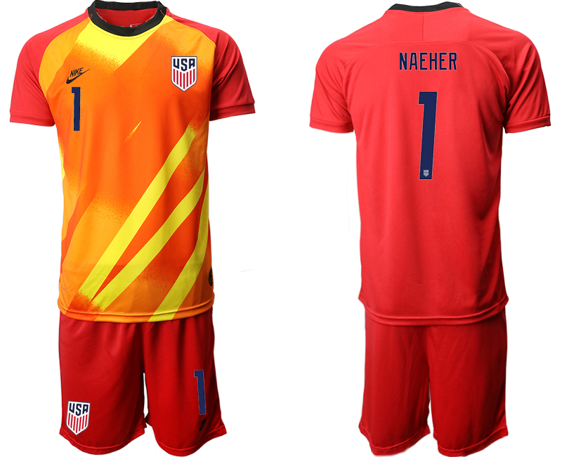 2020-21 United States red goalkeeper 1# NAEHER soccer jerseys