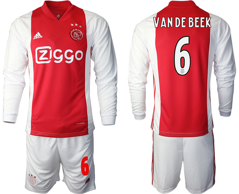 2020-21 ajax home 6# VAN DE BEEK long sleeve soccer jerseys
