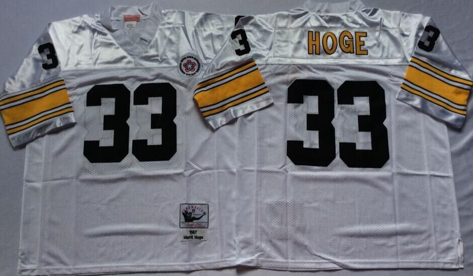 Pittsburgh Steelers #33 Merril Hoge White Throwback Jersey