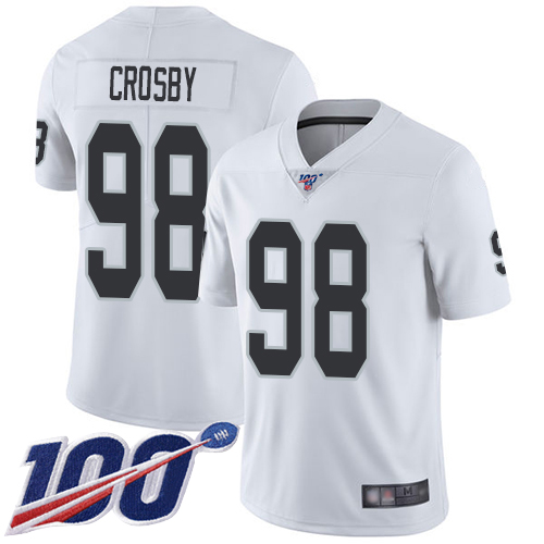 Youth Oakland Raiders #98 Maxx Crosby White Road Limited 100th Season Vapor Untouchable Football Jersey