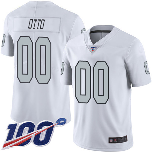 Men's Limited #00 Jim Otto White Jersey Rush Vapor Untouchable Football Oakland Raiders 100th Season