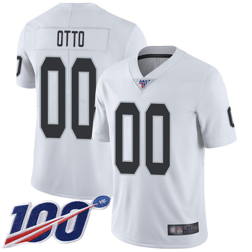 Men's Limited #00 Jim Otto White Jersey Vapor Untouchable Road Football Oakland Raiders 100th Season