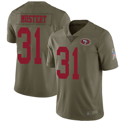 Men's San Francisco 49ers Olive Limited #31 Raheem Mostert Football 2017 Salute To Service Jersey